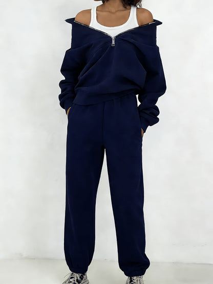 Women's Two-Piece Pants Set - Casual Knit Style 54 detail image