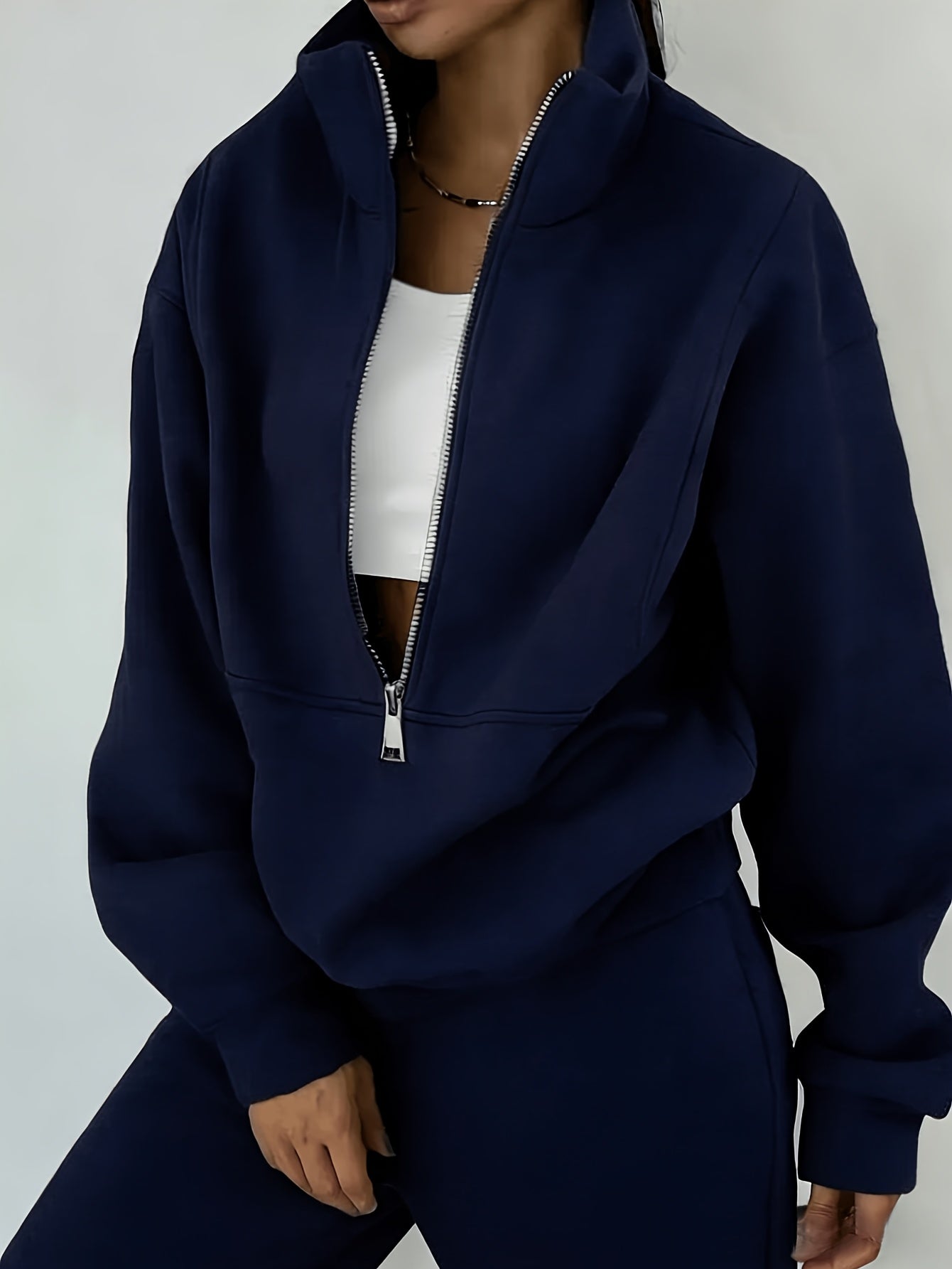 Women's Black Knit Zip-Up Pants - product view 24