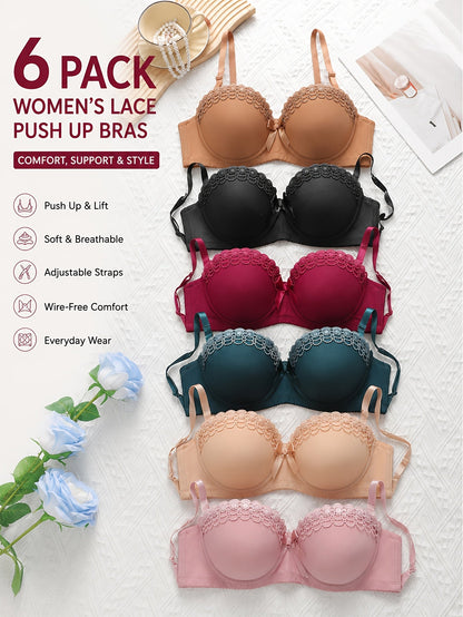Women's Underwire Bra - 6-Pack Fixed Padding, High Support