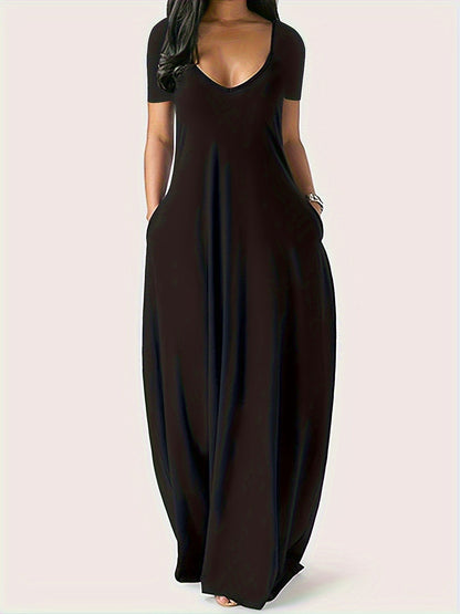Women's V-Neck Maxi Dress 2-Pack - Wine Red and Black detail image