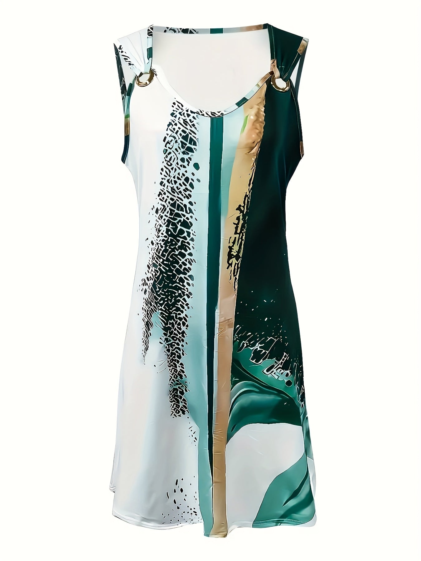 Women's V-Neck Maxi Vacation Dress - Sleeveless Resort Style detail image - detail view 3