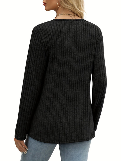 Women's V-Neck Pullover Sweater - Colorful Button Detail detail image - detail view 7