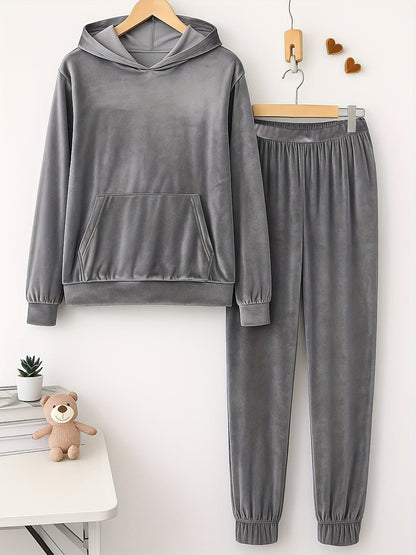 Women's Velvet Tracksuit Set - Hoodie and Sweatpants detail image - detail view 6