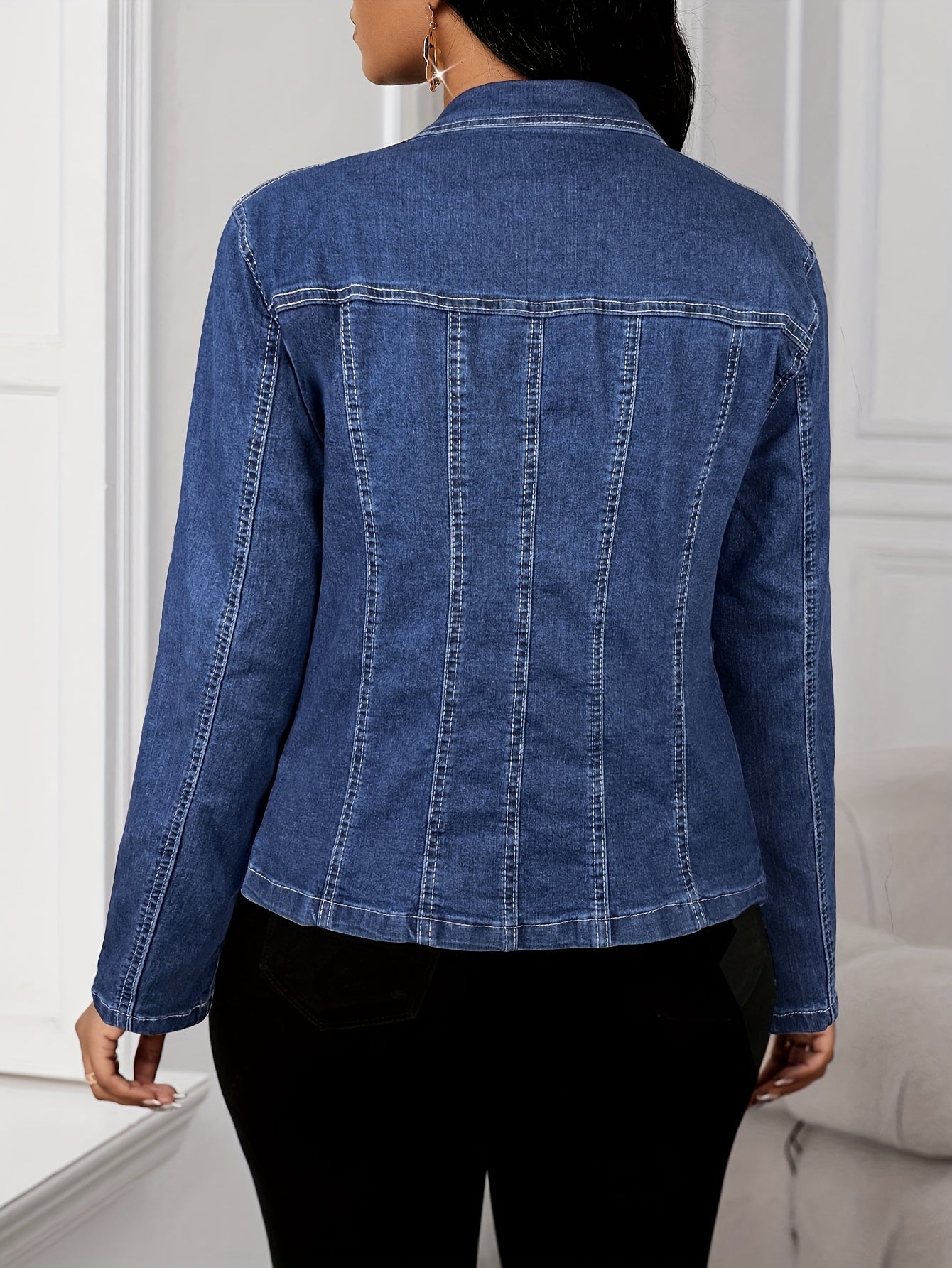 Women's Versatile Denim Button-Front Jacket Everyday 165 detail image - detail view 5