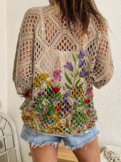 Women's Versatile Floral Pullover Hoodie