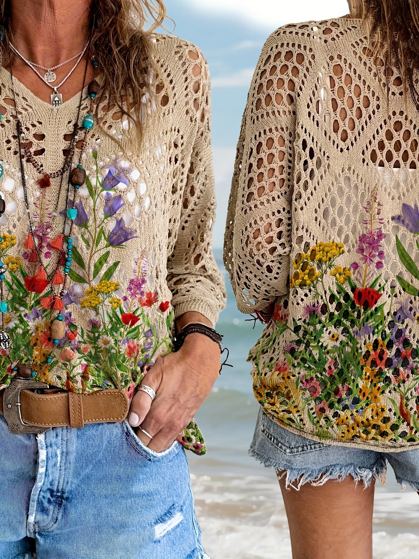 Women's Versatile Floral Pullover Hoodie