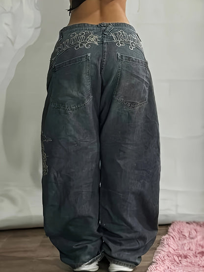 Women's Wide Leg Jeans - Black detail image - detail view 11