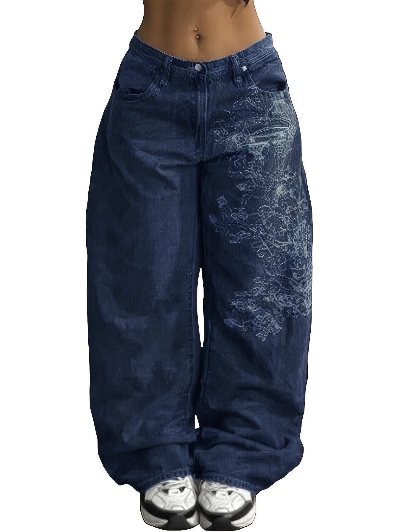 Women's Wide Leg Jeans - Black detail image