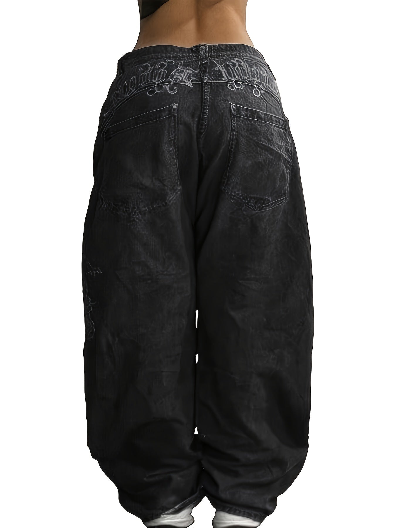 Women's Wide Leg Jeans - Black detail image - detail view 8