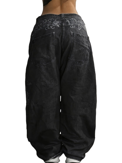 Women's Wide Leg Jeans - Black detail image - detail view 8