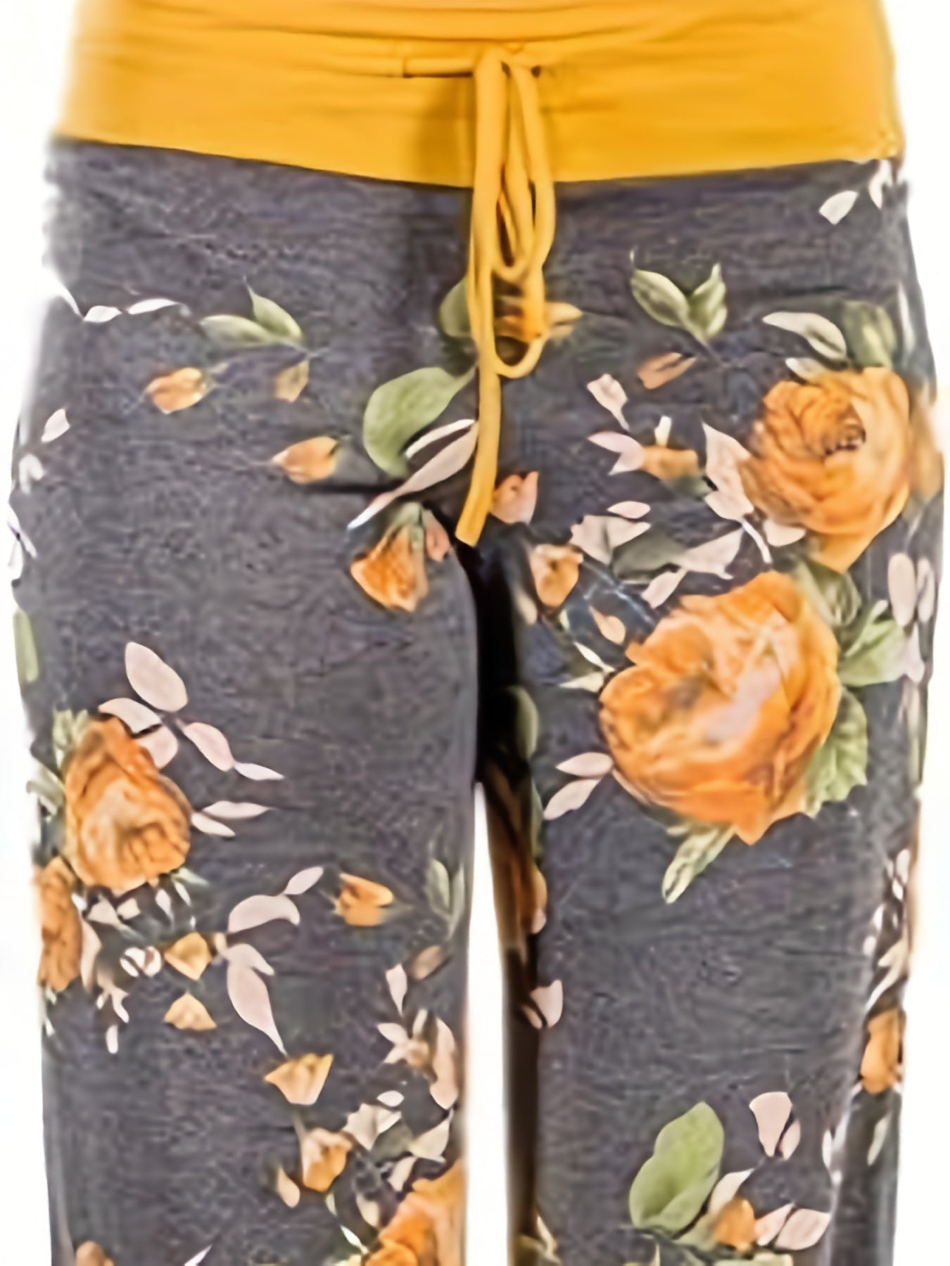 Women's Comfy Stretch Floral Print Drawstring Wide Leg Lounge Pant - product view 4