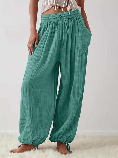 Women's Apricot Polyester Wide-Leg Pants - product view 13