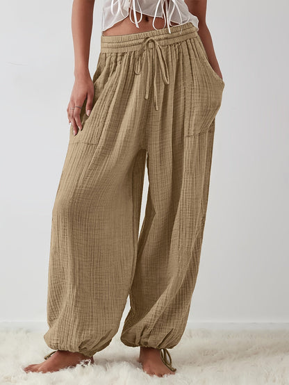 Women's Apricot Polyester Wide-Leg Pants - product view 23