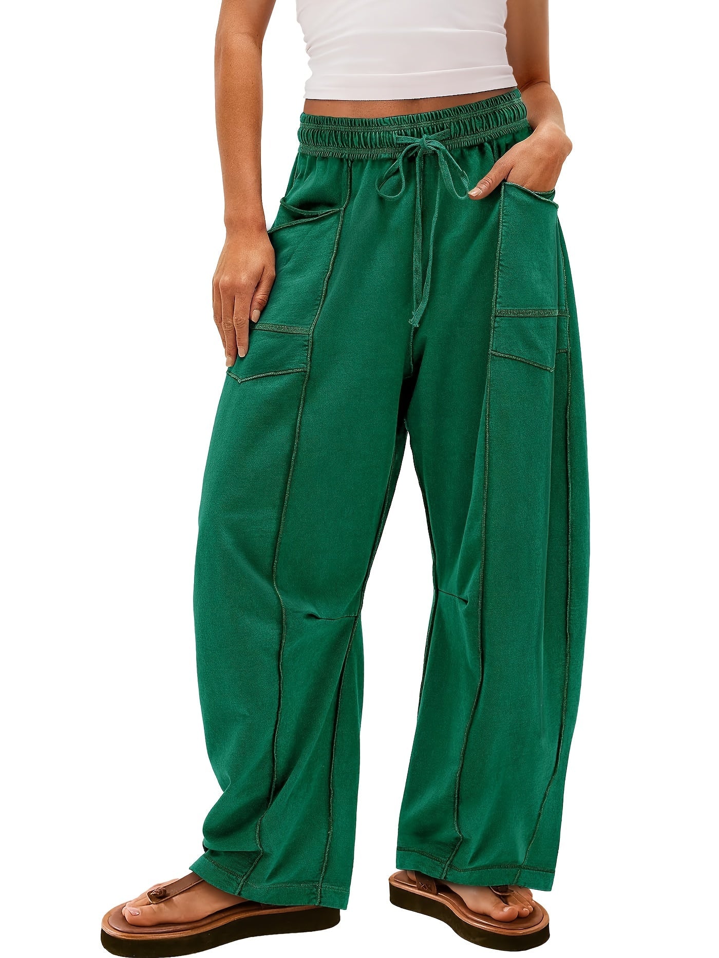 Women's Black Polyester Wide-Leg Pants - product view 36
