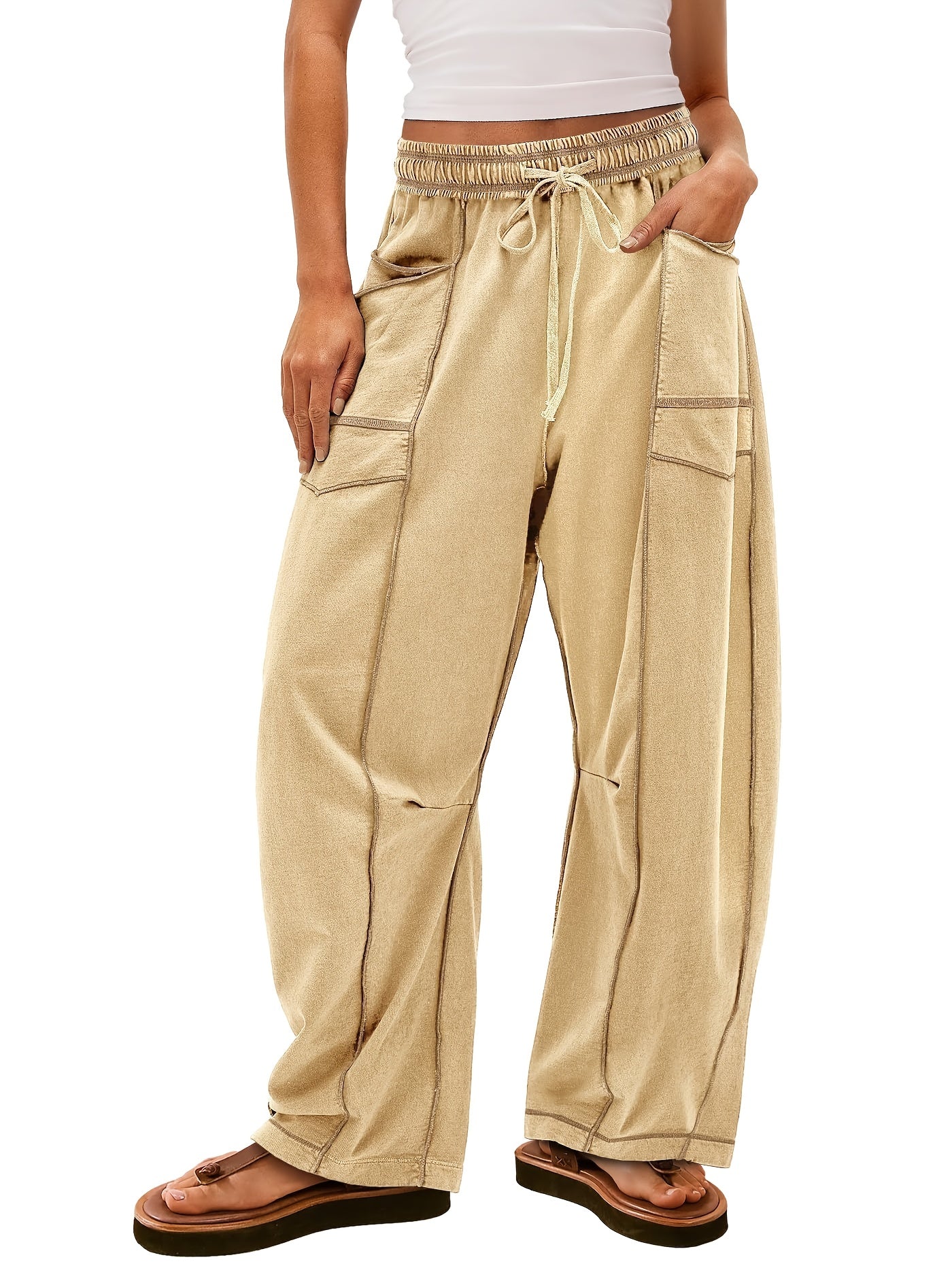 Women's Black Polyester Wide-Leg Pants - product view 39