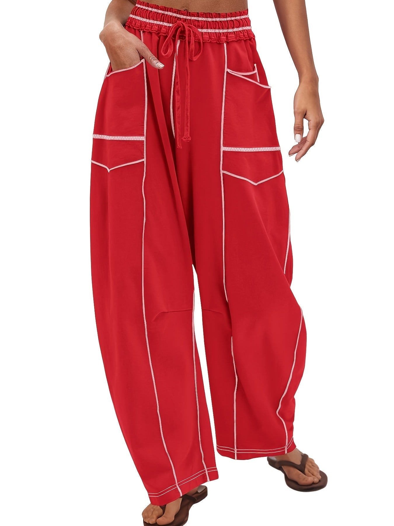 Women's Black Polyester Wide-Leg Pants - product view 42