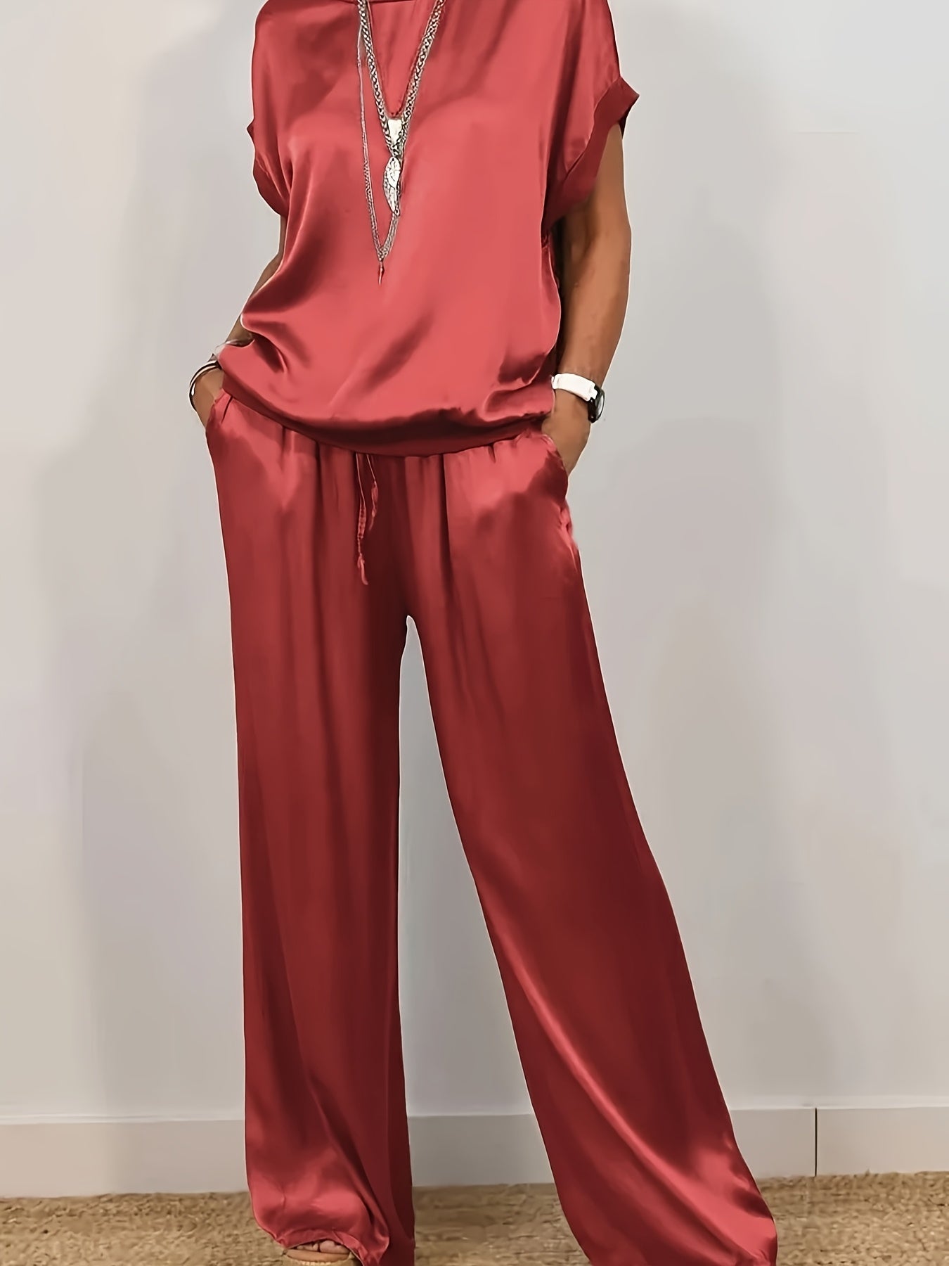 Apricot Polyester Wide-Leg Pants - product view 19
