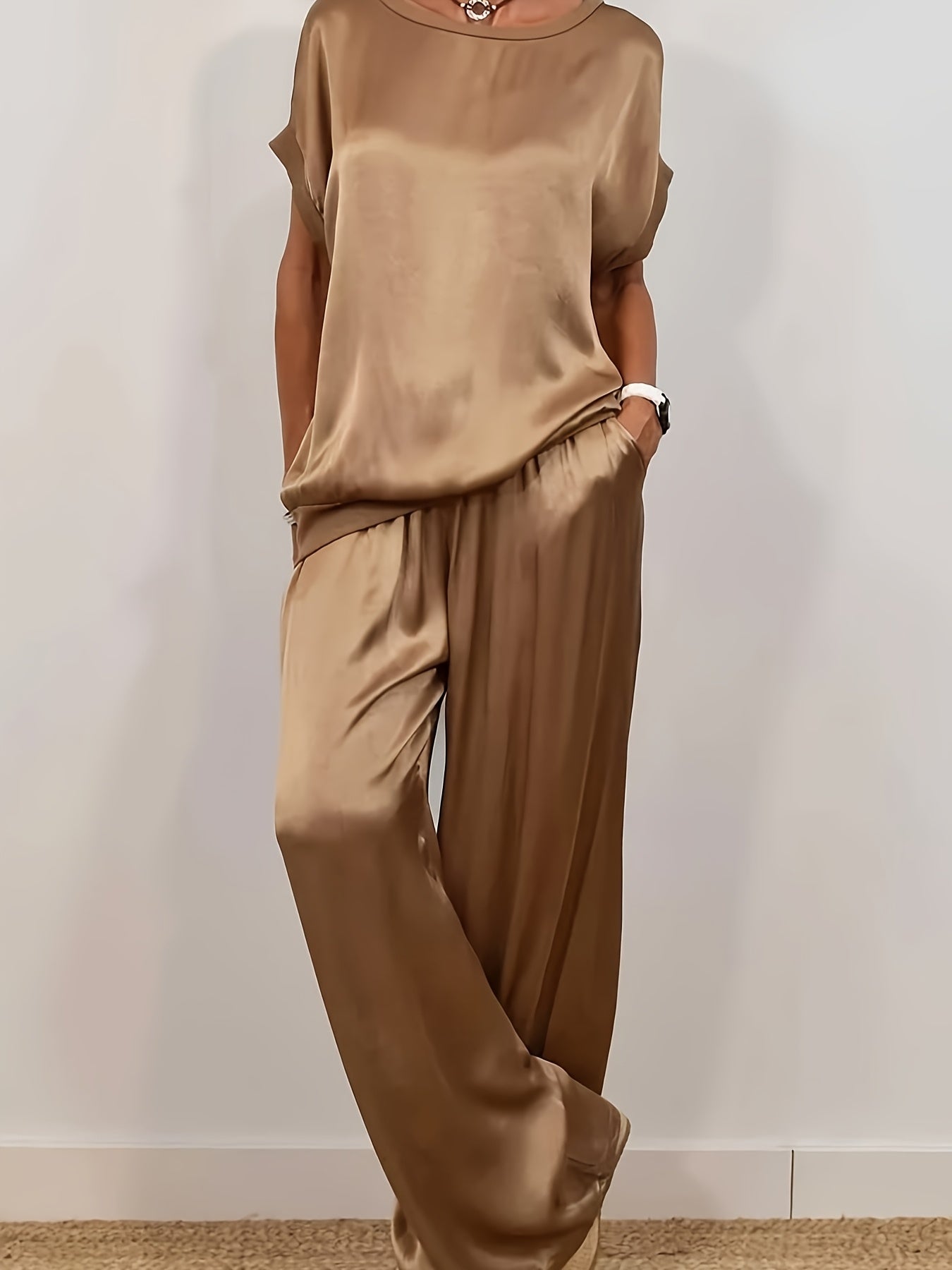 Apricot Polyester Wide-Leg Pants - product view 14