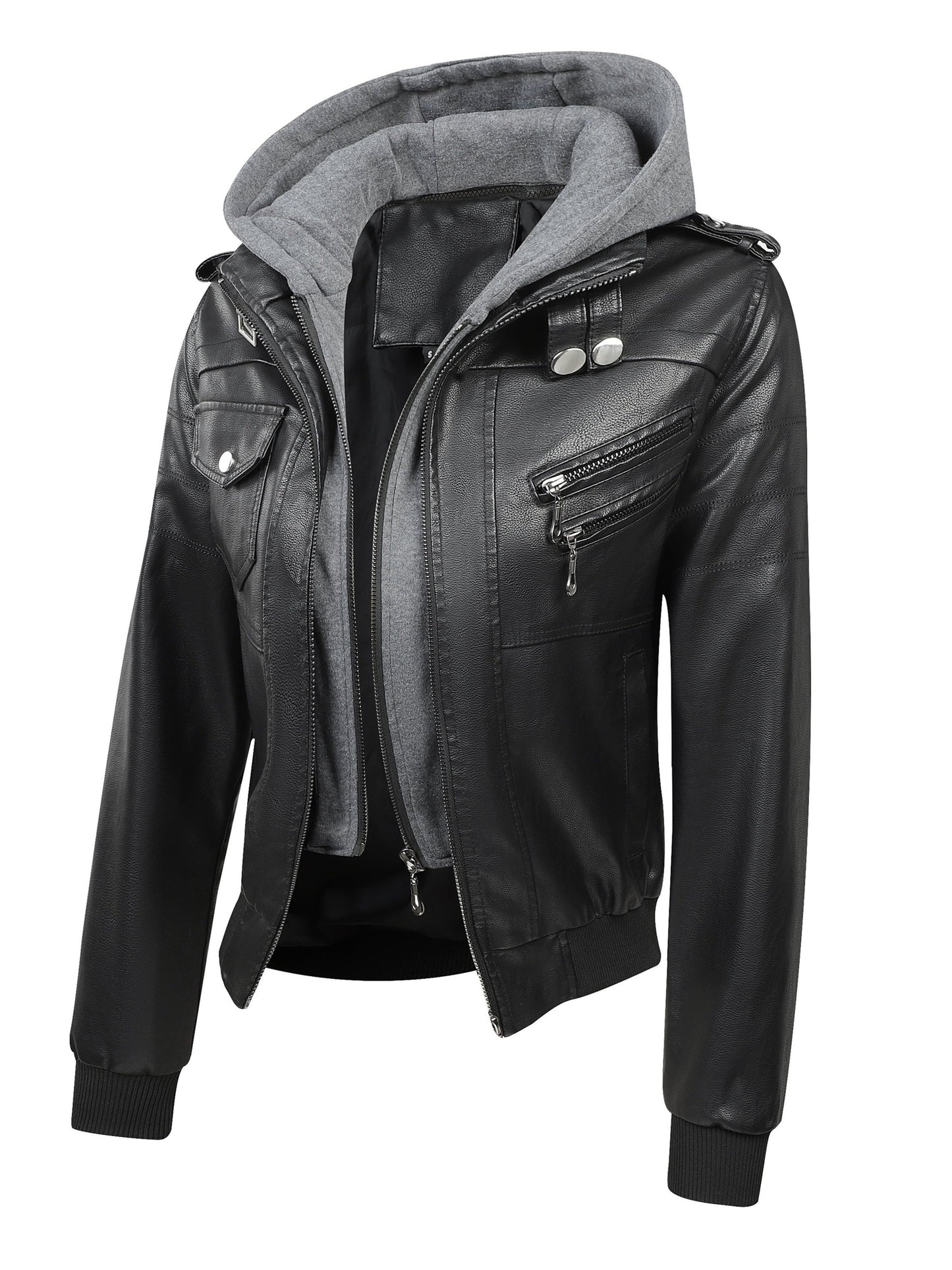 Women's Black Leather Jacket - product view 19