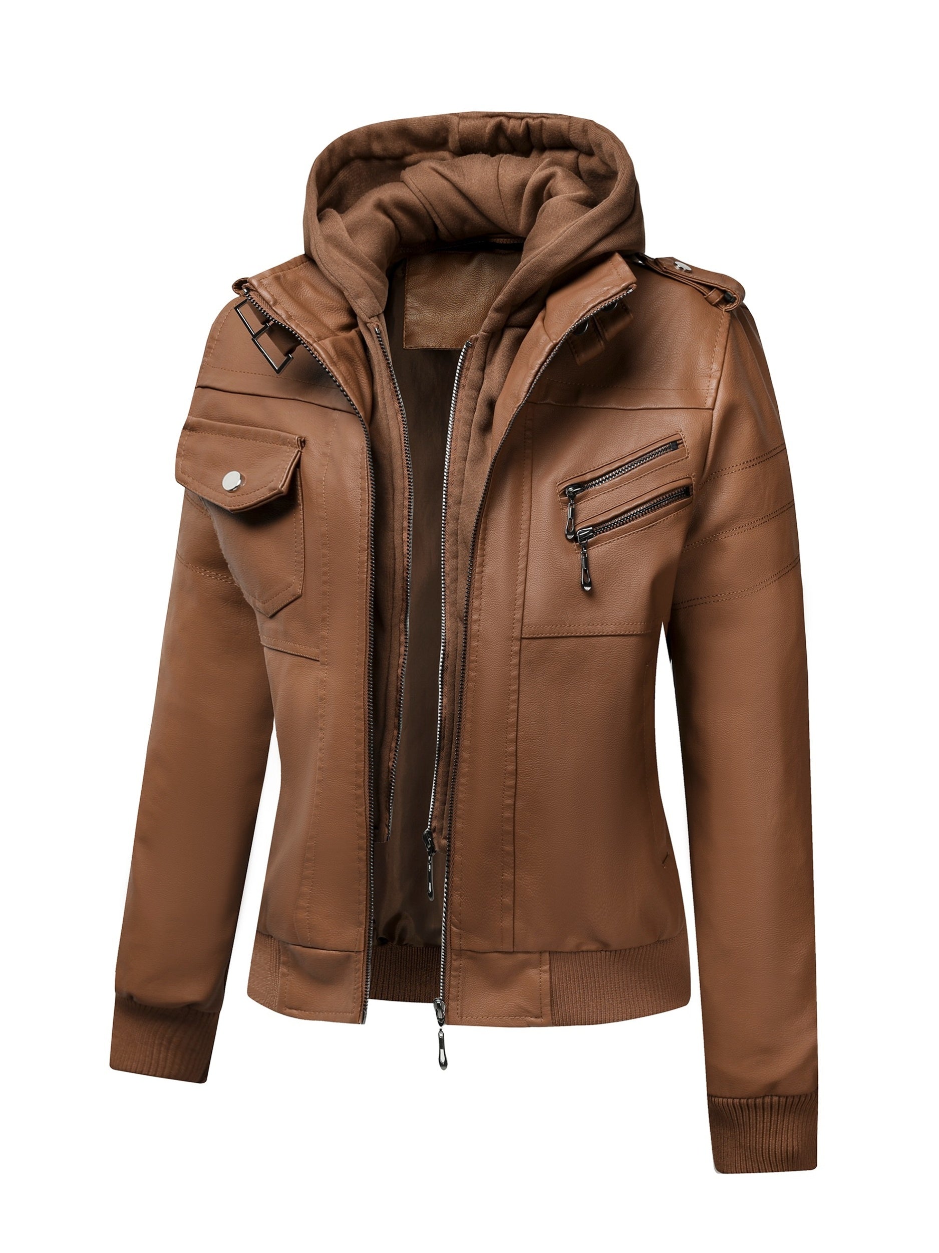 Women's Windproof Faux Leather Pullover Jacket Travel 293 detail image - detail view 10