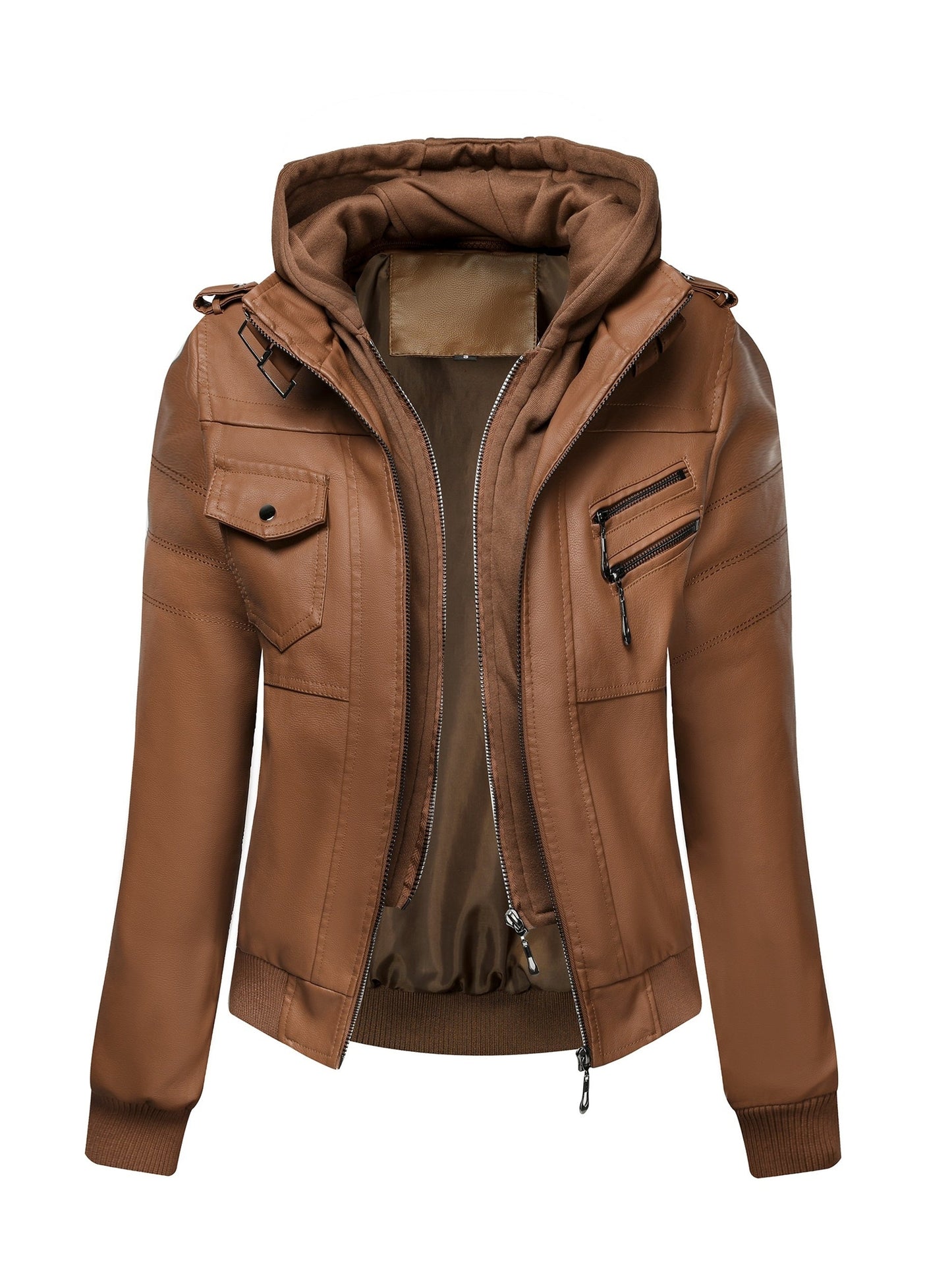 Women's Windproof Faux Leather Pullover Jacket Travel 293 detail image - detail view 11