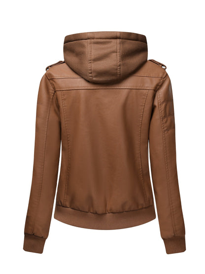 Women's Windproof Faux Leather Pullover Jacket Travel 293 detail image - detail view 5
