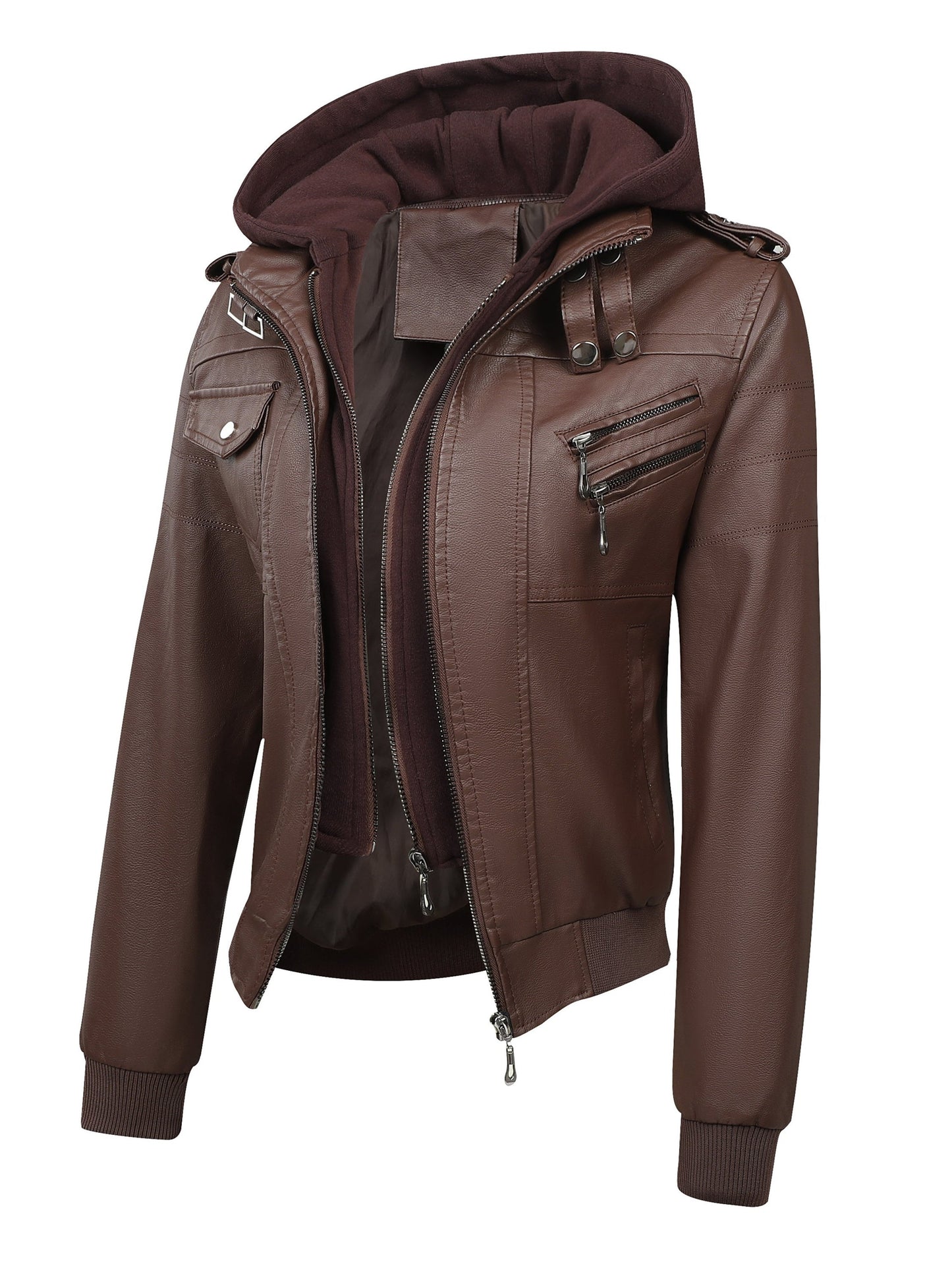 Women's Windproof Faux Leather Pullover Jacket Travel 293 detail image - detail view 8