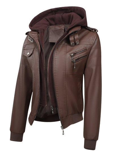 Women's Windproof Faux Leather Pullover Jacket Travel 293 detail image - detail view 8