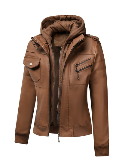 Women's Black Leather Jacket - product view 38