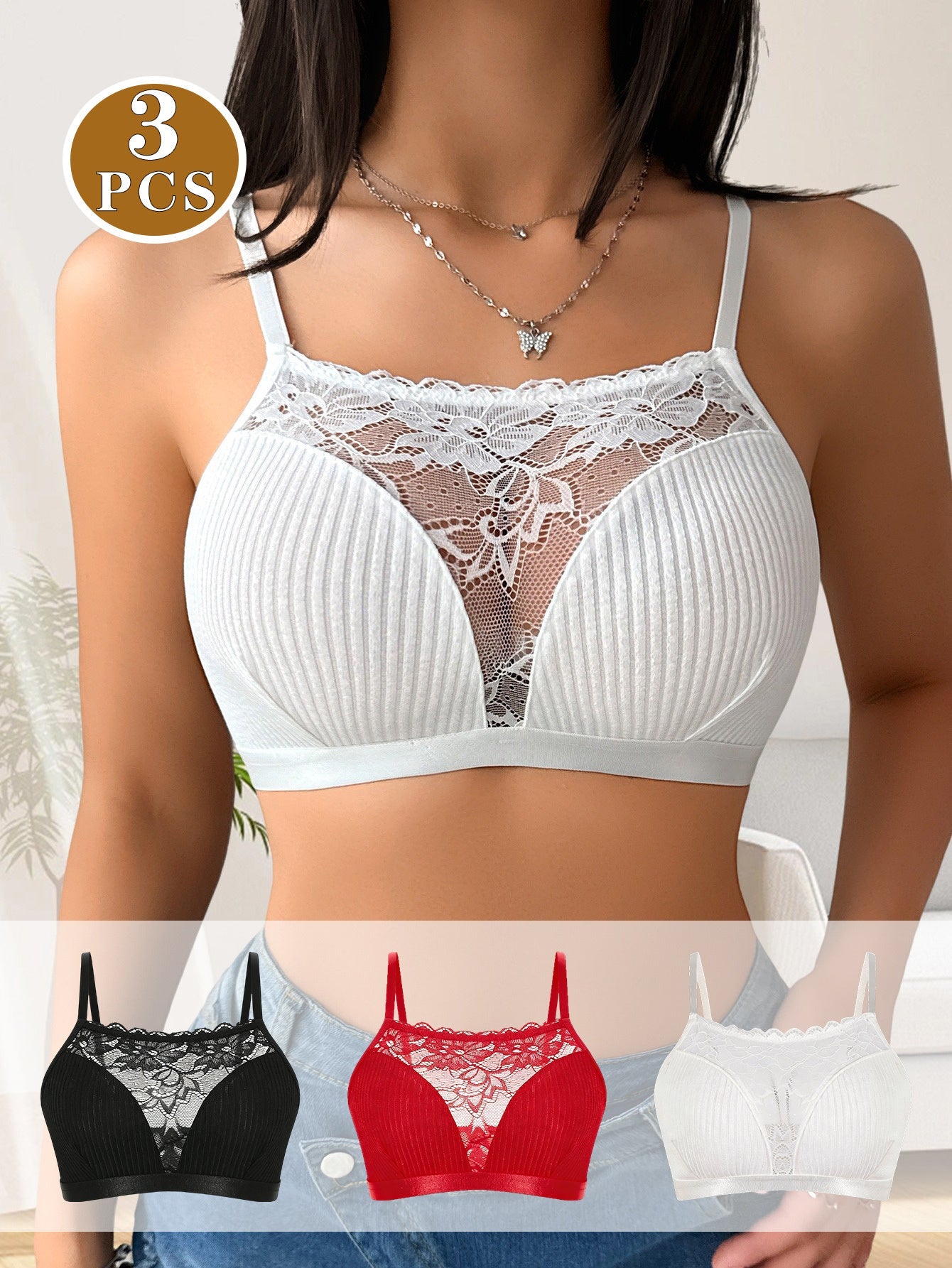 Women's Mixed colors Lace Bra - product view 6