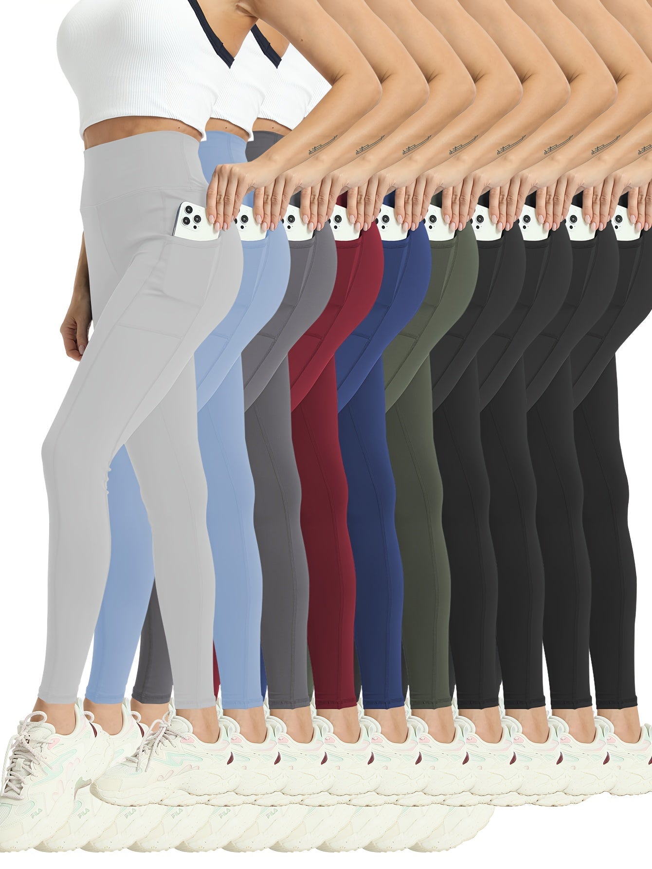 Women's Workout Leggings - 10-Pack High-Waist detail image - detail view 16