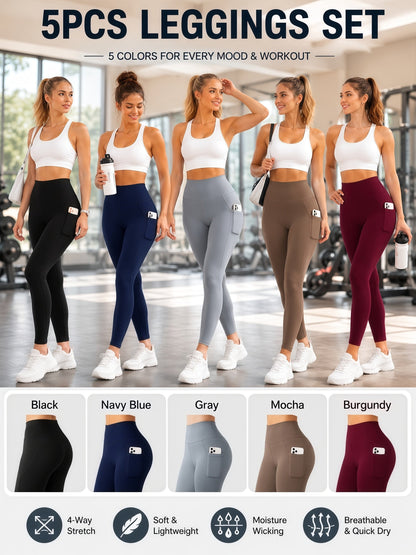 Women's Workout Leggings - Elastic Waist Stretch Fit detail image - detail view 5