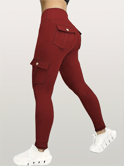 Women's Workout Leggings - High-Waist Cargo Pockets detail image