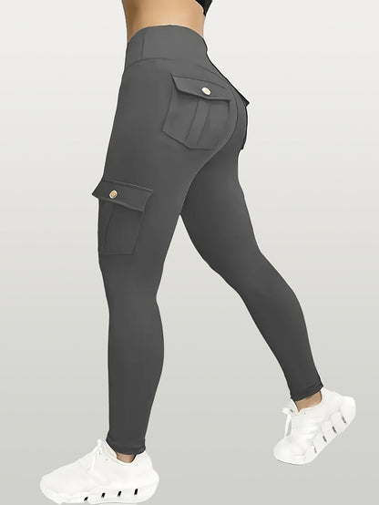 Women's Black Polyester High-Waist Cargo Leggings - product view 13