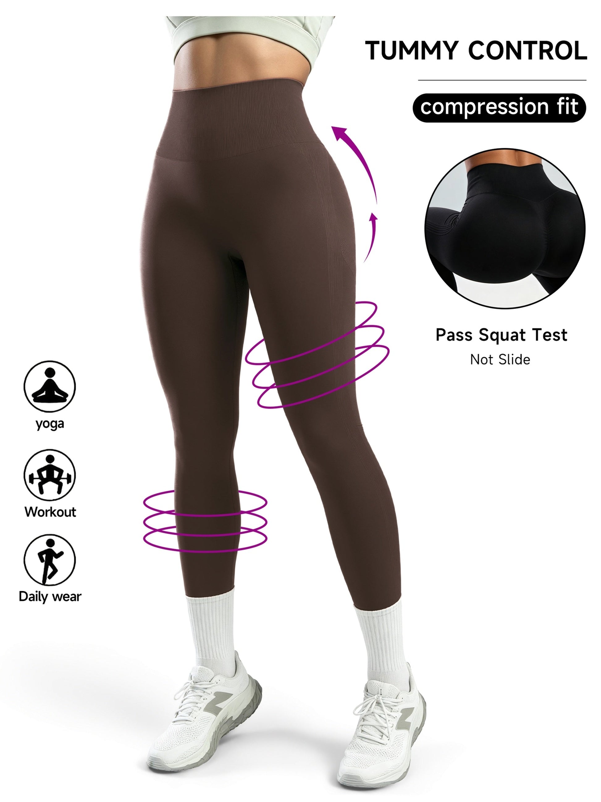 Women's Workout Leggings - Sculpting Detail Stretch Fit detail image - detail view 12