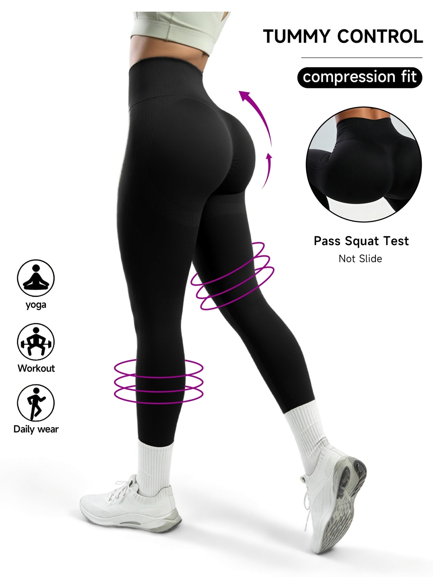Women's Workout Leggings - Sculpting Detail Stretch Fit detail image - detail view 14