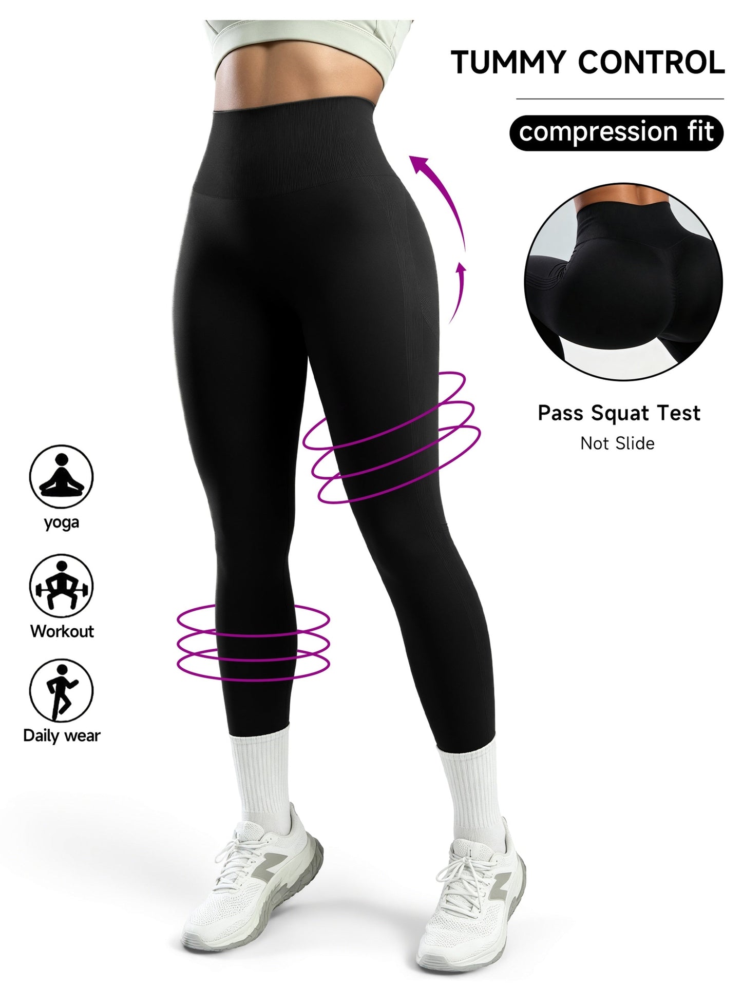 Women's Workout Leggings - Sculpting Detail Stretch Fit detail image - detail view 15
