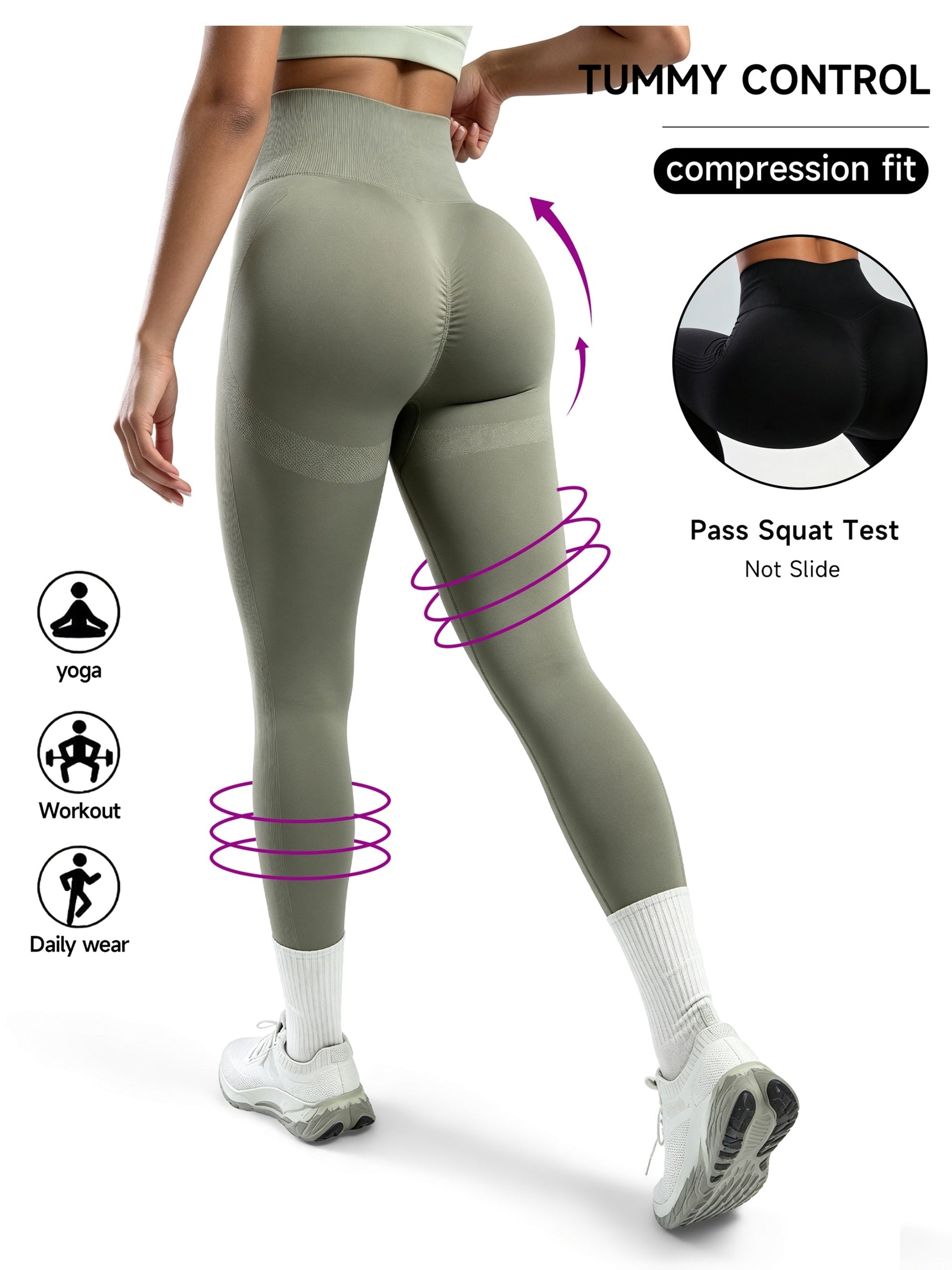 Women's Workout Leggings - Sculpting Detail Stretch Fit detail image - detail view 16