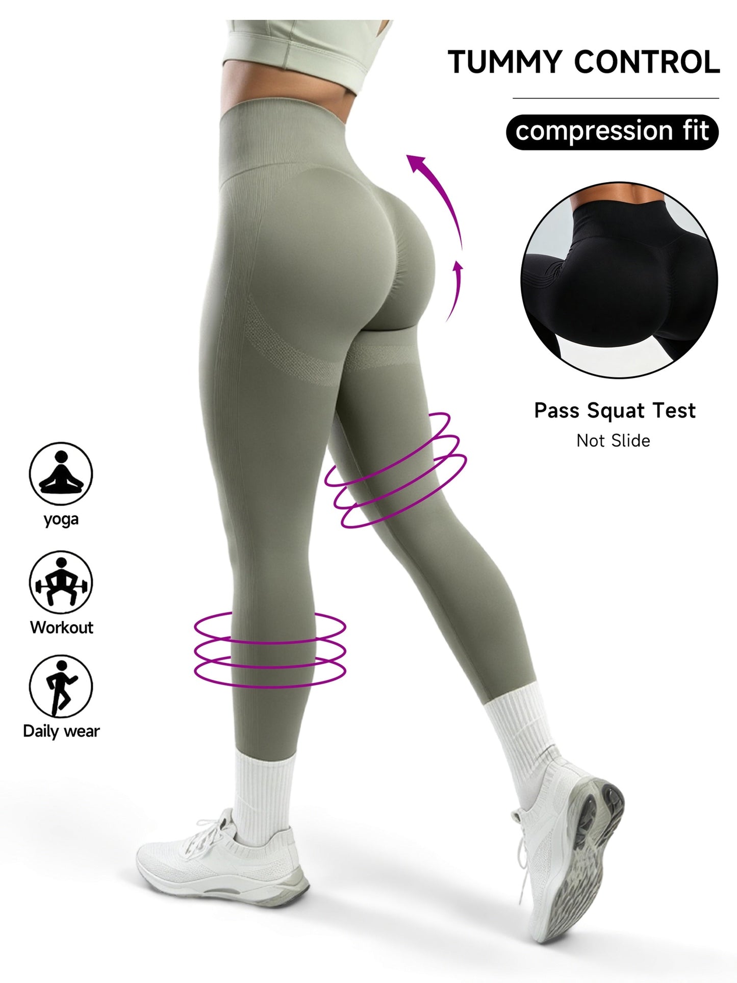 Women's Workout Leggings - Sculpting Detail Stretch Fit detail image - detail view 17