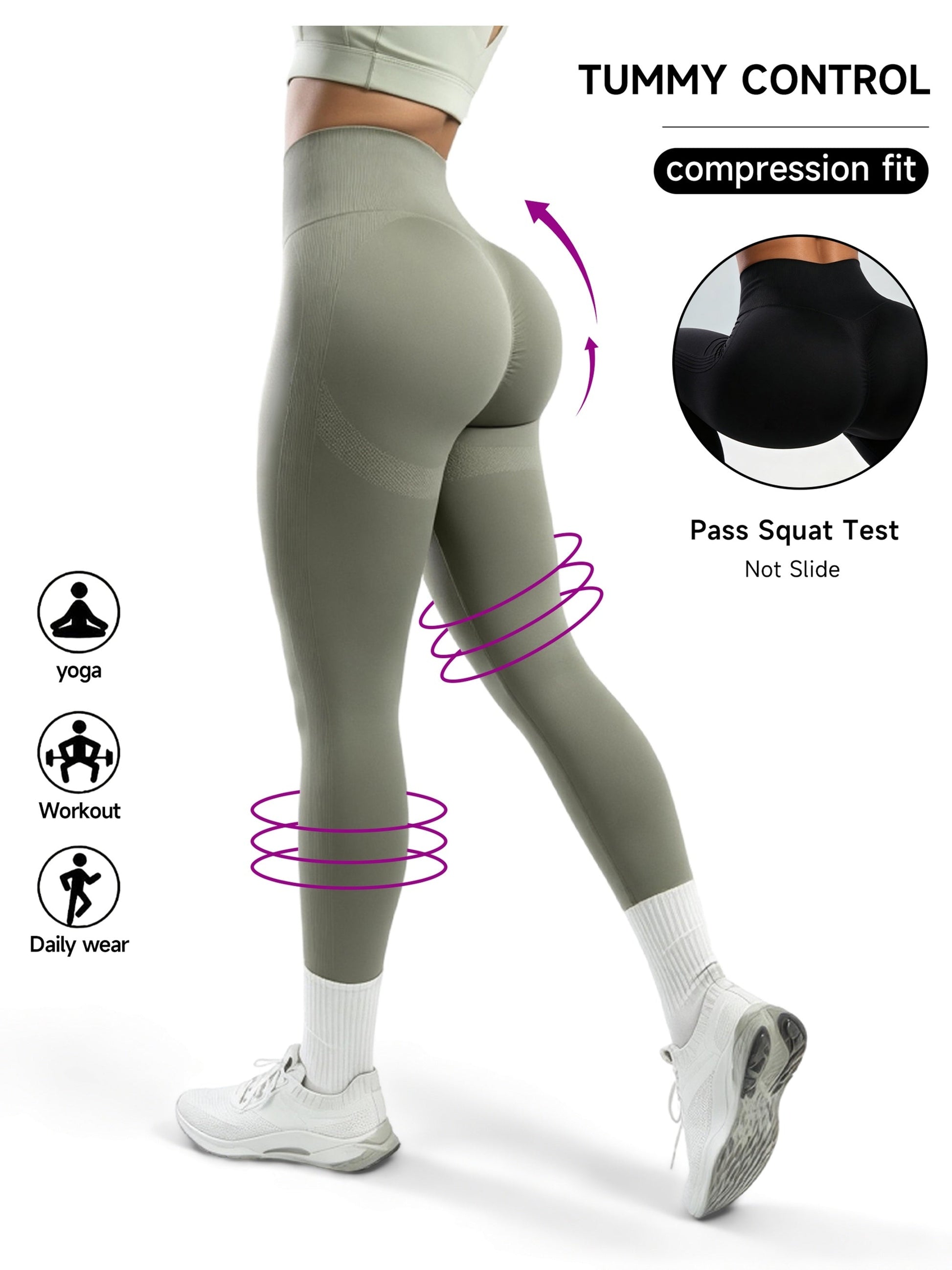 Women's Workout Leggings - Sculpting Detail Stretch Fit detail image - detail view 17
