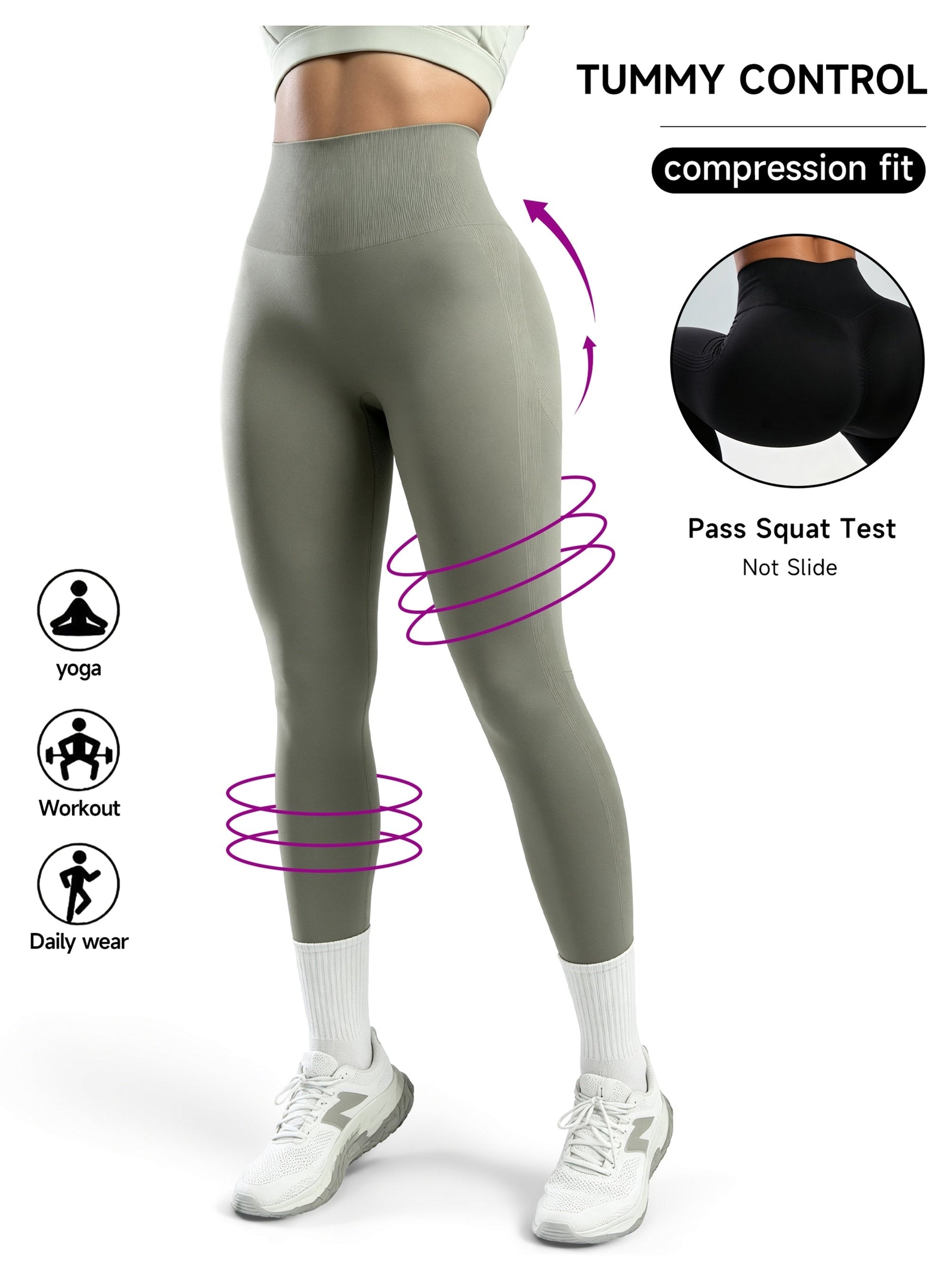 Women's Workout Leggings - Sculpting Detail Stretch Fit detail image - detail view 18