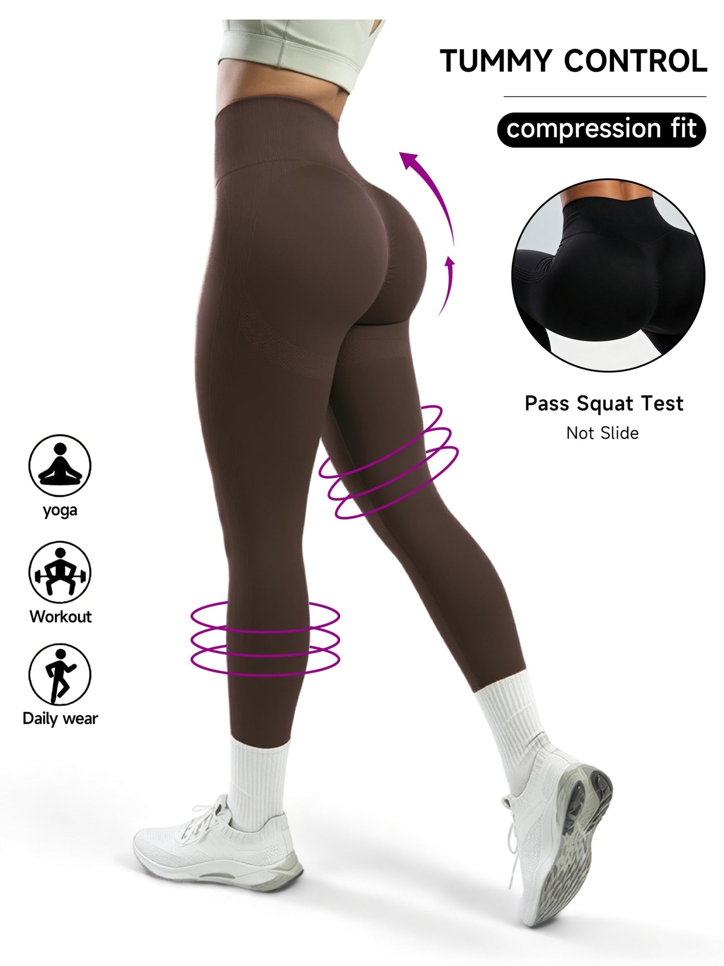 Women's Workout Leggings - Sculpting Detail Stretch Fit detail image