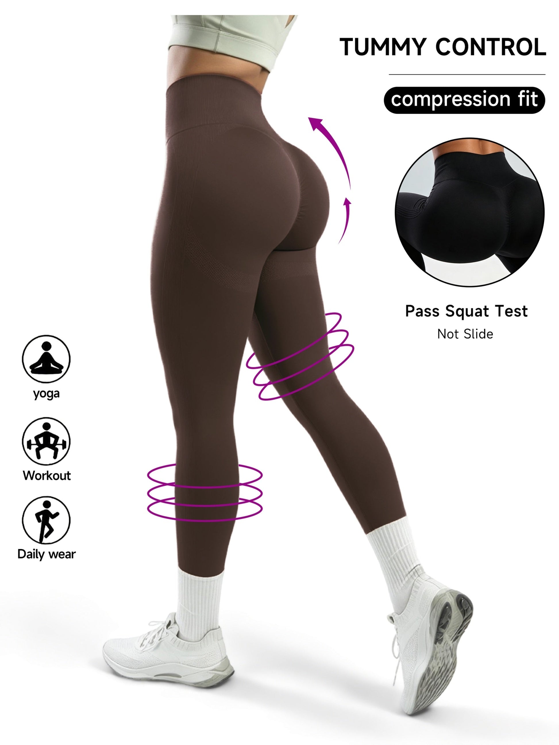 Women's Workout Leggings - Sculpting Detail Stretch Fit detail image
