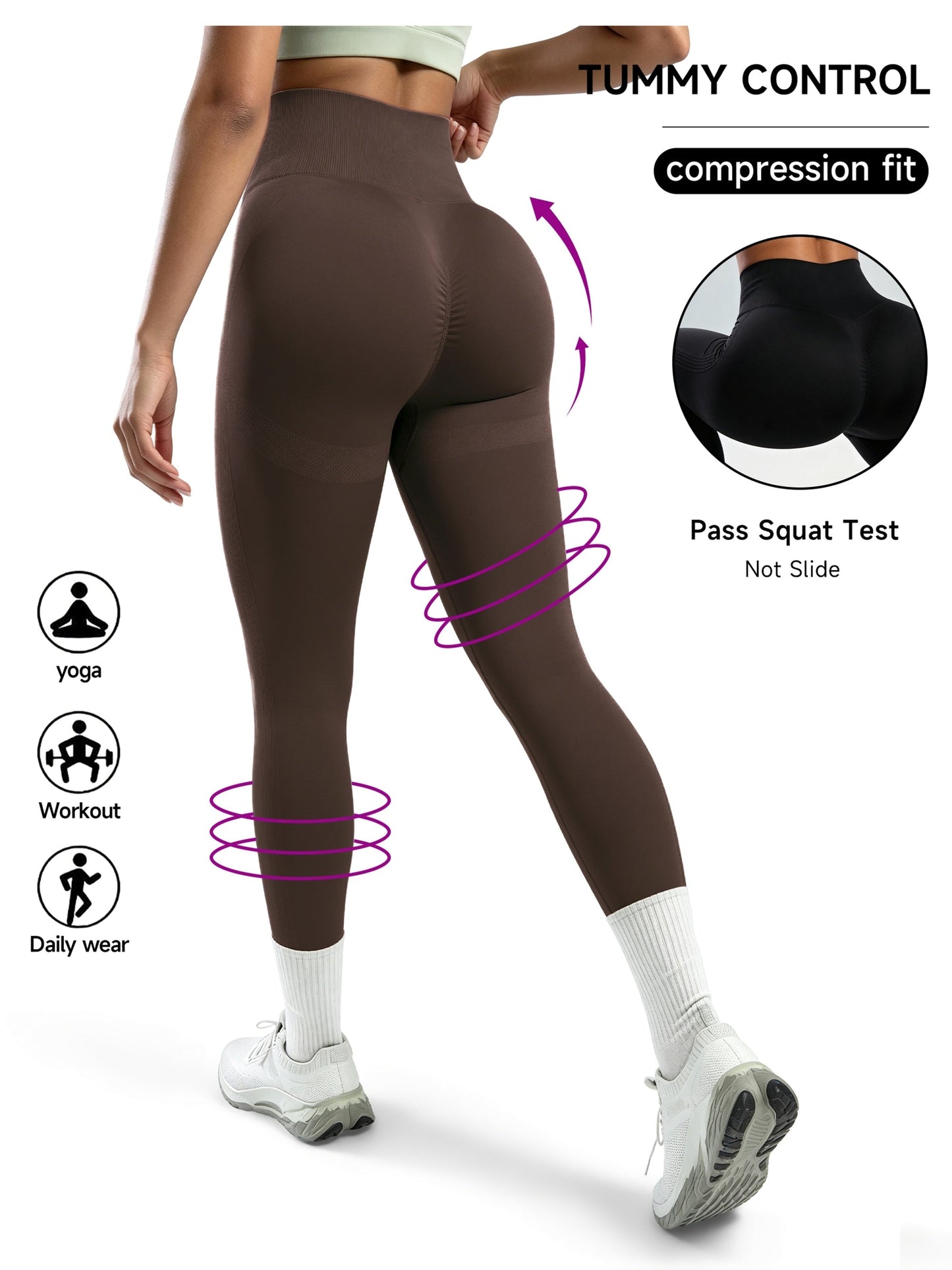 Women's Coffee Brown High-Waist Leggings - product view 8