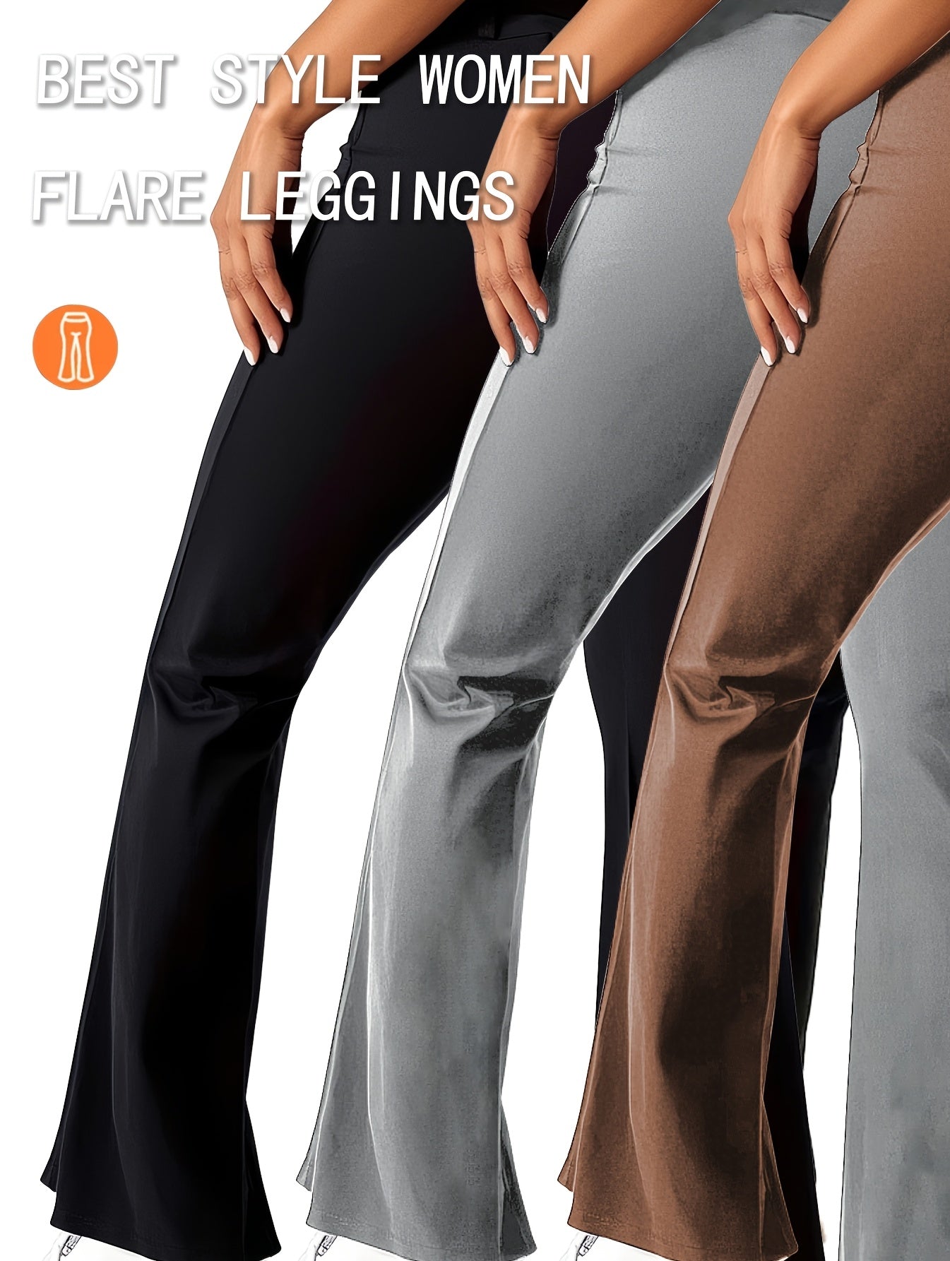 Women's Workout Pants - High Waist Flared leg detail image