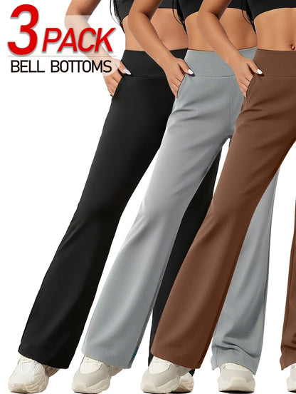 Women's Workout Pants - High Waist Flared leg detail image - detail view 7