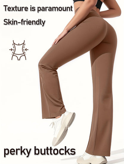 Women's Workout Pants - High Waist Flared leg detail image - detail view 9