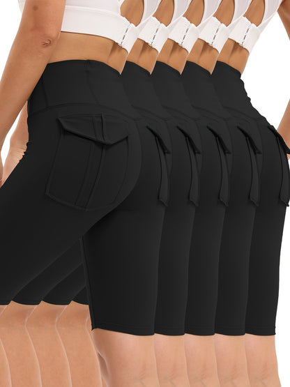 Women's Yoga Shorts - 5-Pack Fitted