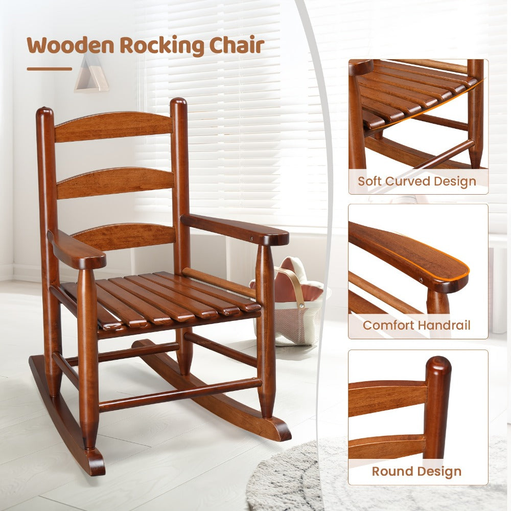 Wood Kids Rocking Chair with Armrests for Comfortable Everyday Seating detail image - detail view 5