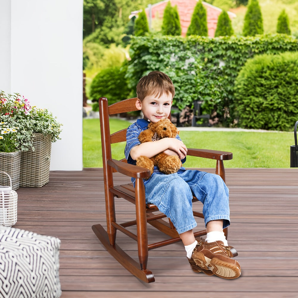 Kids Rocking Chair, Kids Wooden Rocking Chair for Ages 3 - 6 - Solid Poplar Wood High shown in the main product view